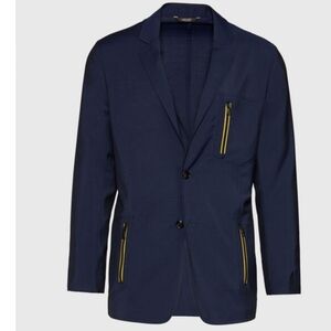 Paul Stuart Navy Wool Blend Sport Jacket, Size 46/Regular